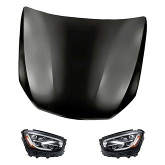 Replacement - 3-Piece Kit (Driver and Passenger Side Headlights, Hood Panel) (Standard Line)