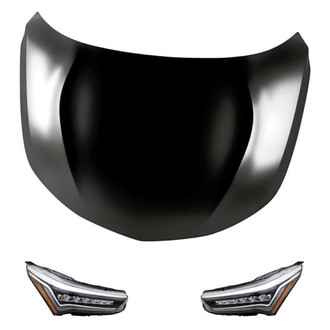 Replacement - 3-Piece Kit (Driver and Passenger Side Headlights, Hood Panel) (Standard Line)