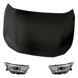Replacement - 3-Piece Kit (Driver and Passenger Side Headlights, Hood Panel) (Standard Line)
