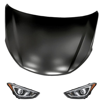 Replacement - 3-Piece Kit (Driver and Passenger Side Headlights, Hood Panel) (Standard Line)