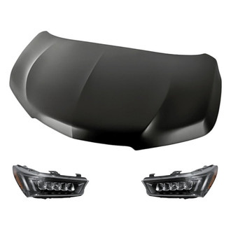 Replacement - 3-Piece Kit (Driver and Passenger Side Headlights, Hood Panel) (Standard Line)