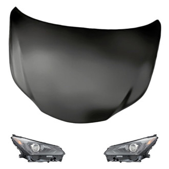 Replacement - 3-Piece Kit (Driver and Passenger Side Headlights, Hood Panel) (Standard Line)