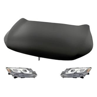 Replacement - 3-Piece Kit (Driver and Passenger Side Headlights, Hood Panel) (Standard Line)