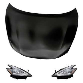 Replacement - 3-Piece Kit (Driver and Passenger Side Headlights, Hood Panel) (Standard Line)