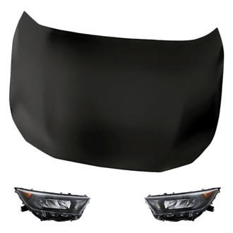 Replacement - 3-Piece Kit (Driver and Passenger Side Headlights, Hood Panel) (Standard Line)
