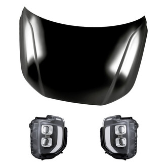 Replacement - 3-Piece Kit (Driver and Passenger Side Headlights, Hood Panel) (Standard Line)