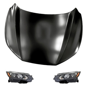 Replacement - 3-Piece Kit (Driver and Passenger Side Headlights, Hood Panel) (Standard Line)