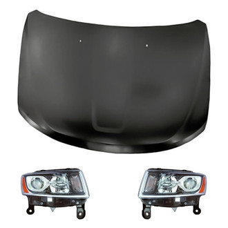 Replacement - 3-Piece Kit (Driver and Passenger Side Headlights, Hood Panel) (Standard Line)