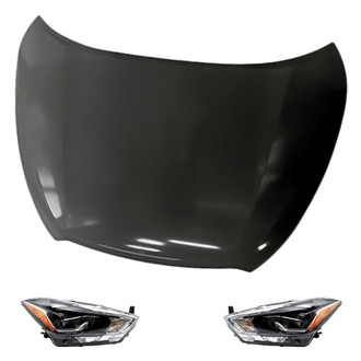 Replacement - 3-Piece Kit (Driver and Passenger Side Headlights, Hood Panel) (Standard Line)