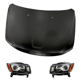 Replacement - 3-Piece Kit (Driver and Passenger Side Headlights, Hood Panel) (Standard Line)