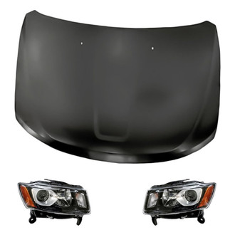 Replacement - 3-Piece Kit (Driver and Passenger Side Headlights, Hood Panel) (Standard Line)