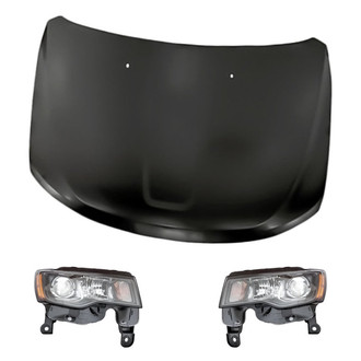 Replacement - 3-Piece Kit (Driver and Passenger Side Headlights, Hood Panel) (Standard Line)