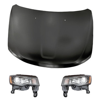 Replacement - 3-Piece Kit (Driver and Passenger Side Headlights, Hood Panel) (Standard Line)