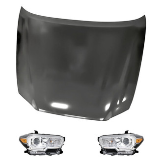 Replacement - 3-Piece Kit (Driver and Passenger Side Headlights, Hood Panel) (Standard Line)