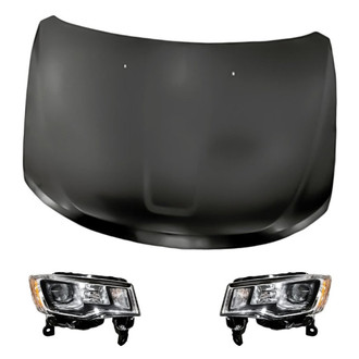 Replacement - 3-Piece Kit (Driver and Passenger Side Headlights, Hood Panel) (Standard Line)