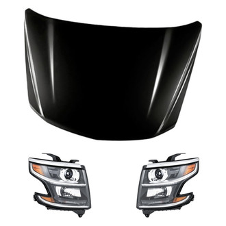 Replacement - 3-Piece Kit (Driver and Passenger Side Headlights, Hood Panel) (Standard Line)