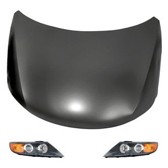 Replacement - 3-Piece Kit (Driver and Passenger Side Headlights, Hood Panel) (Standard Line)