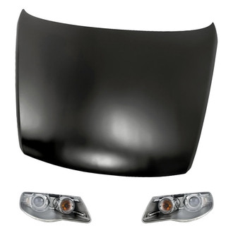Replacement - 3-Piece Kit (Driver and Passenger Side Headlights, Hood Panel) (Standard Line)