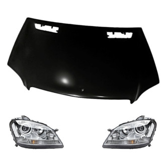 Replacement - 3-Piece Kit (Driver and Passenger Side Headlights, Hood Panel) (Standard Line)