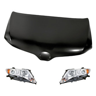 Replacement - 3-Piece Kit (Driver and Passenger Side Headlights, Hood Panel) (Standard Line)