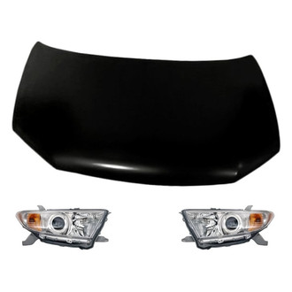 Replacement - 3-Piece Kit (Driver and Passenger Side Headlights, Hood Panel) (Standard Line)