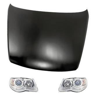 Replacement - 3-Piece Kit (Driver and Passenger Side Headlights, Hood Panel) (Standard Line)