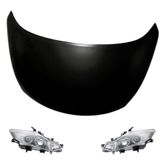 Replacement - 3-Piece Kit (Driver and Passenger Side Headlights, Hood Panel) (Standard Line)