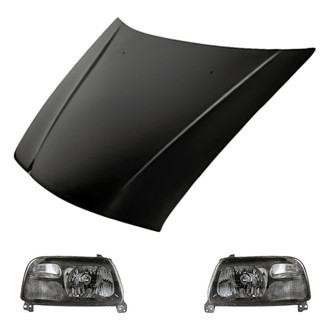 Replacement - 3-Piece Kit (Driver and Passenger Side Headlights, Hood Panel) (Standard Line)