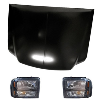 Replacement - 3-Piece Kit (Driver and Passenger Side Headlights, Hood Panel) (Standard Line)