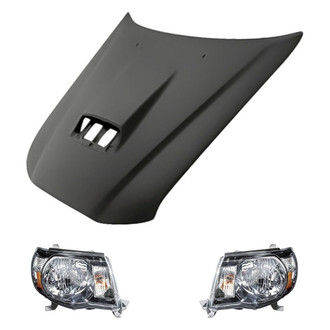 Replacement - 3-Piece Kit (Driver and Passenger Side Headlights, Hood Panel) (Standard Line)