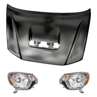Replacement - 3-Piece Kit (Driver and Passenger Side Headlights, Hood Panel) (Standard Line)