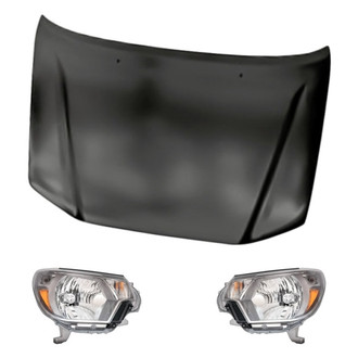 Replacement - 3-Piece Kit (Driver and Passenger Side Headlights, Hood Panel) (Standard Line)