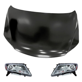 Replacement - 3-Piece Kit (Driver and Passenger Side Headlights, Hood Panel) (Standard Line)