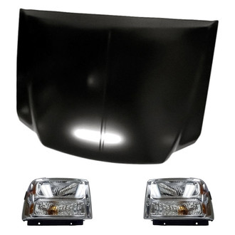 Replacement - 3-Piece Kit (Driver and Passenger Side Headlights, Hood Panel) (Standard Line)