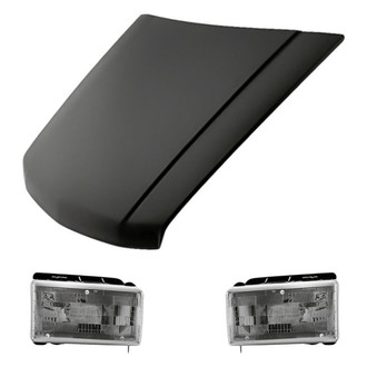 Replacement - 3-Piece Kit (Driver and Passenger Side Headlights, Hood Panel) (Standard Line)