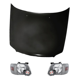 Replacement - 3-Piece Kit (Driver and Passenger Side Headlights, Hood Panel) (Standard Line)