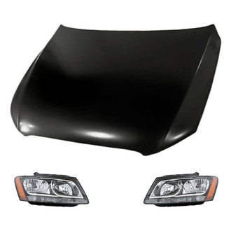 Replacement BNDL-280857 - 3-Piece Kit (Driver and Passenger Side Headlights, Hood Panel) (Standard Line)