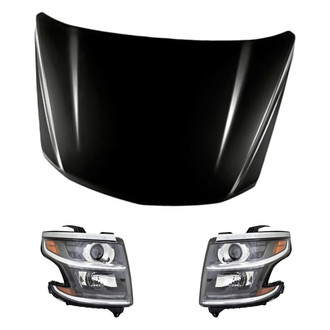 Replacement - 3-Piece Kit (Driver and Passenger Side Headlights, Hood Panel) (Standard Line)