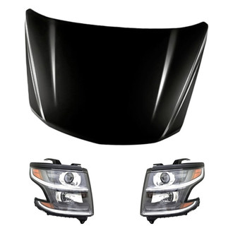 Replacement - 3-Piece Kit (Driver and Passenger Side Headlights, Hood Panel) (Standard Line)
