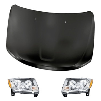 Replacement - 3-Piece Kit (Driver and Passenger Side Headlights, Hood Panel) (Standard Line)