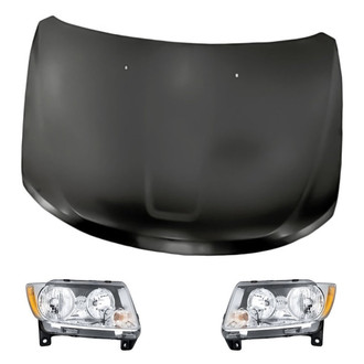 Replacement - 3-Piece Kit (Driver and Passenger Side Headlights, Hood Panel) (Standard Line)