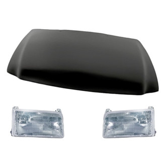 Replacement - 3-Piece Kit (Driver and Passenger Side Headlights, Hood Panel) (Standard Line)
