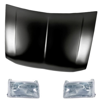 Replacement - 3-Piece Kit (Driver and Passenger Side Headlights, Hood Panel) (Standard Line)