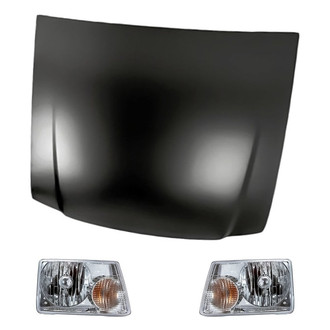 Replacement - 3-Piece Kit (Driver and Passenger Side Headlights, Hood Panel) (Standard Line)