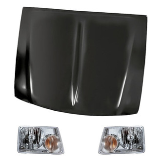 Replacement - 3-Piece Kit (Driver and Passenger Side Headlights, Hood Panel) (Standard Line)