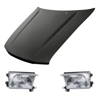 Replacement - 3-Piece Kit (Driver and Passenger Side Headlights, Hood Panel) (Standard Line)