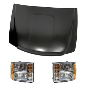 Replacement - 3-Piece Kit (Driver and Passenger Side Headlights, Hood Panel) (Standard Line)