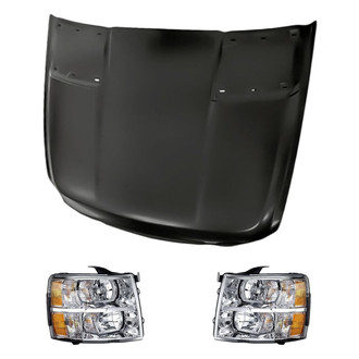 Replacement - 3-Piece Kit (Driver and Passenger Side Headlights, Hood Panel) (Standard Line)