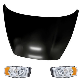 Replacement - 3-Piece Kit (Driver and Passenger Side Headlights, Hood Panel) (Standard Line)