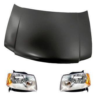 Replacement - 3-Piece Kit (Driver and Passenger Side Headlights, Hood Panel) (Standard Line)